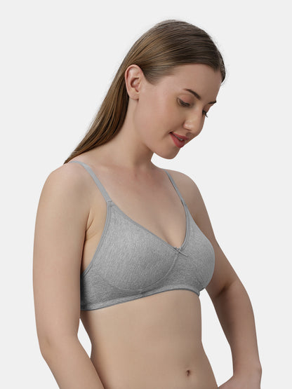 Medium Coverage Non Wired Non Padded Polyester Cotton Everyday Bra with Seamless Cups - Smile