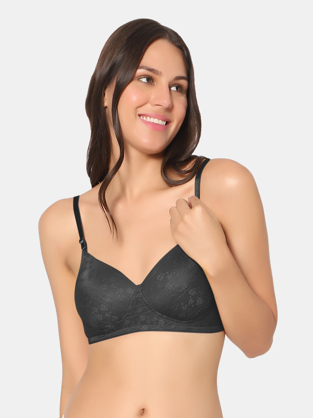 Heavily-Padded-Non-Wired-T-Shirt-Bra-Crocks-Black-Front-Right