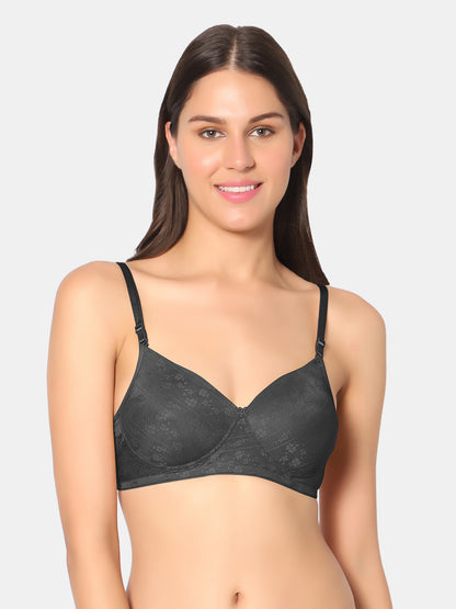 Heavily-Padded-Non-Wired-T-Shirt-Bra-Crocks-Black-Front