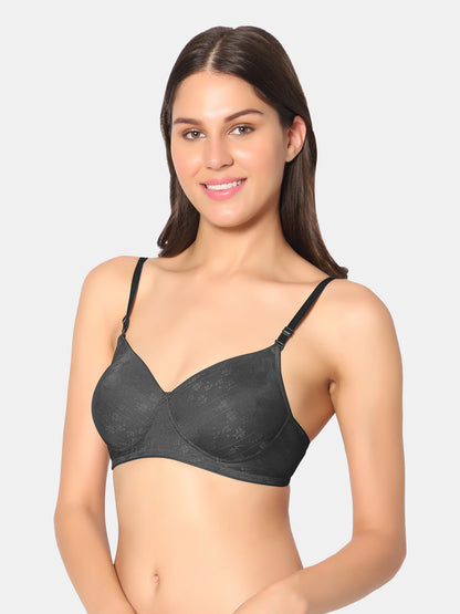 Heavily-Padded-Non-Wired-T-Shirt-Bra-Crocks-Black-Left