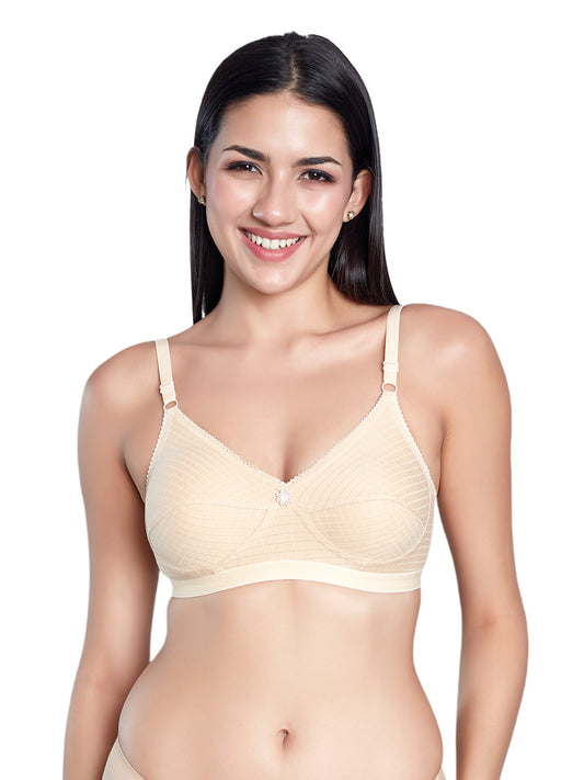 Non Padded Super Soft Cotton Regular Bra with Medium Coverage, Wire Free, Adjustable Straps - Impress