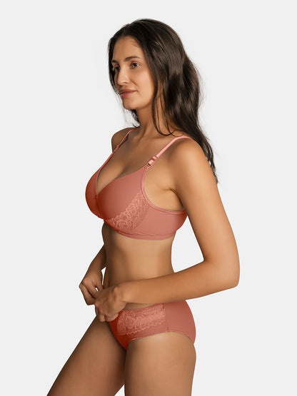 Padded Wirefree Medium Coverage Bridal Lingerie Set with Detachable Straps and U-Back – JESSICA
