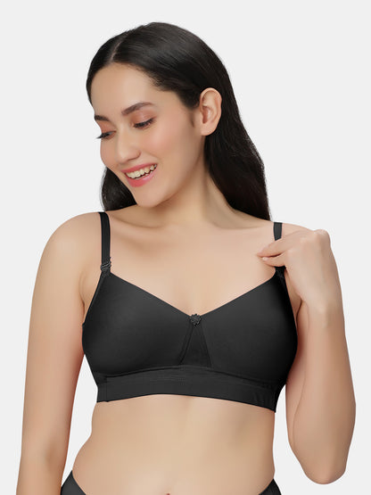 Padded Wirefree Polyester Full Coverage T shirt Bra with Detachable Straps and Wide Underband – Kim