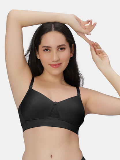 Padded Wirefree Polyester Full Coverage T shirt Bra with Detachable Straps and Wide Underband – Kim
