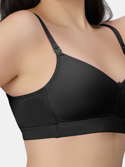 Padded Wirefree Polyester Full Coverage T shirt Bra with Detachable Straps and Wide Underband – Kim