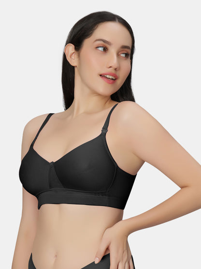 Padded Wirefree Polyester Full Coverage T shirt Bra with Detachable Straps and Wide Underband – Kim