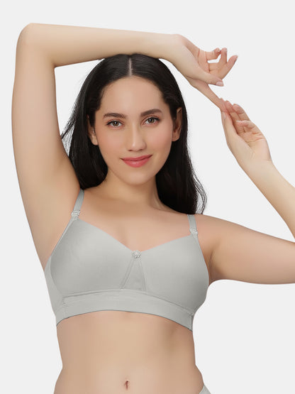 Padded Wirefree Polyester Full Coverage T shirt Bra with Detachable Straps and Wide Underband – Kim