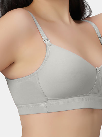 Padded Wirefree Polyester Full Coverage T shirt Bra with Detachable Straps and Wide Underband – Kim