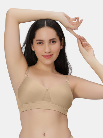 Padded Wirefree Polyester Full Coverage T shirt Bra with Detachable Straps and Wide Underband – Kim