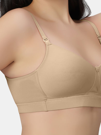 Padded Wirefree Polyester Full Coverage T shirt Bra with Detachable Straps and Wide Underband – Kim