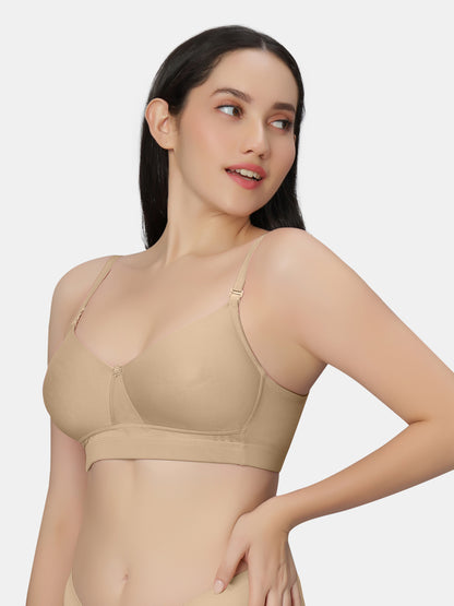 Padded Wirefree Polyester Full Coverage T shirt Bra with Detachable Straps and Wide Underband – Kim