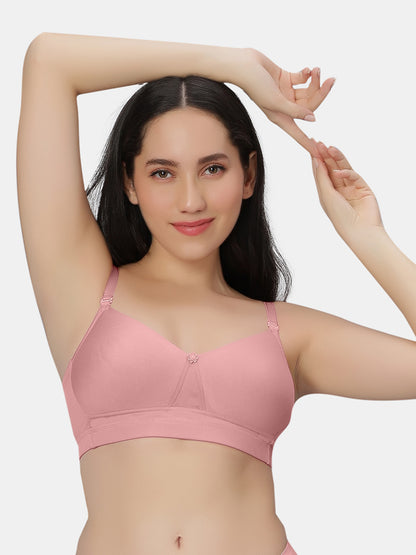 Padded Wirefree Polyester Full Coverage T shirt Bra with Detachable Straps and Wide Underband – Kim