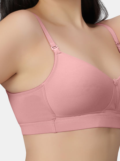 Padded Wirefree Polyester Full Coverage T shirt Bra with Detachable Straps and Wide Underband – Kim
