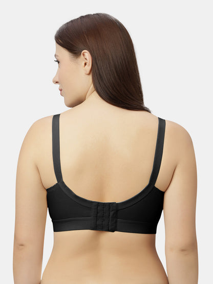 Non-Padded Full-Coverage Cotton Bra with Adjustable Straps and Hook-and-Eye Closure - Kirtika