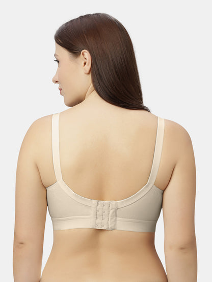 Non-Padded Full-Coverage Cotton Bra with Adjustable Straps and Hook-and-Eye Closure - Kirtika