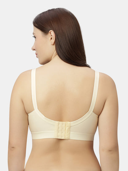 Non-Padded Full-Coverage Cotton Bra with Adjustable Straps and Hook-and-Eye Closure - Kirtika