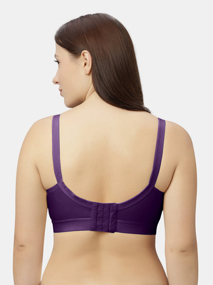 Non-Padded Full-Coverage Cotton Bra with Adjustable Straps and Hook-and-Eye Closure - Kirtika