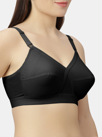 Non-Padded Full-Coverage Cotton Bra with Adjustable Straps and Hook-and-Eye Closure - Kirtika