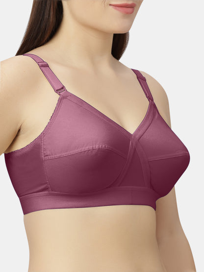 Non-Padded Full-Coverage Cotton Bra with Adjustable Straps and Hook-and-Eye Closure - Kirtika
