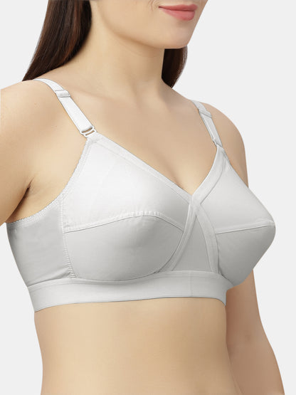 Non-Padded Full-Coverage Cotton Bra with Adjustable Straps and Hook-and-Eye Closure - Kirtika