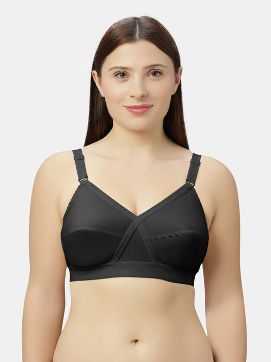 Non-Padded Full-Coverage Cotton Bra with Adjustable Straps and Hook-and-Eye Closure - Kirtika