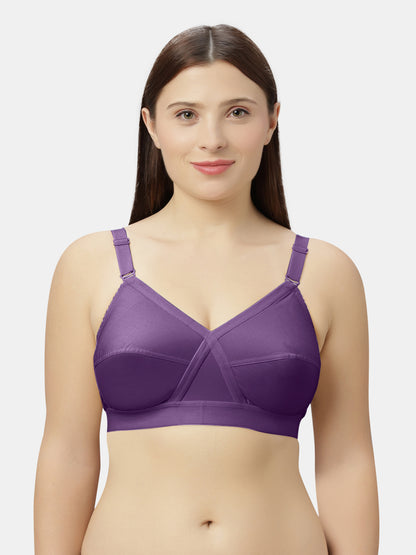 Non-Padded Full-Coverage Cotton Bra with Adjustable Straps and Hook-and-Eye Closure - Kirtika
