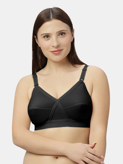 Non-Padded Full-Coverage Cotton Bra with Adjustable Straps and Hook-and-Eye Closure - Kirtika