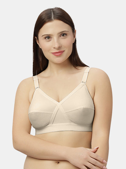 Non-Padded Full-Coverage Cotton Bra with Adjustable Straps and Hook-and-Eye Closure - Kirtika