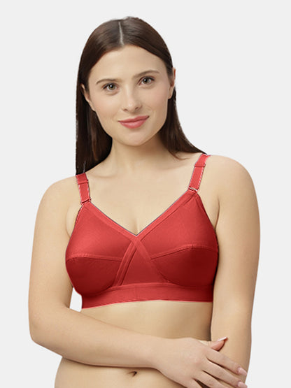Non-Padded Full-Coverage Cotton Bra with Adjustable Straps and Hook-and-Eye Closure - Kirtika