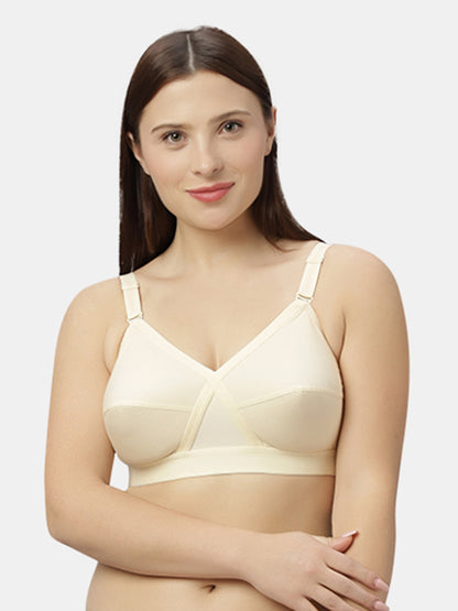 Non-Padded Full-Coverage Cotton Bra with Adjustable Straps and Hook-and-Eye Closure - Kirtika
