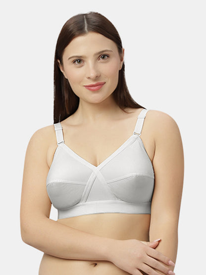 Non-Padded Full-Coverage Cotton Bra with Adjustable Straps and Hook-and-Eye Closure - Kirtika