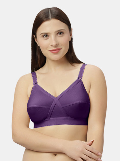 Non-Padded Full-Coverage Cotton Bra with Adjustable Straps and Hook-and-Eye Closure - Kirtika