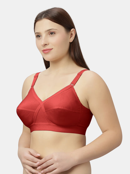 Non-Padded Full-Coverage Cotton Bra with Adjustable Straps and Hook-and-Eye Closure - Kirtika