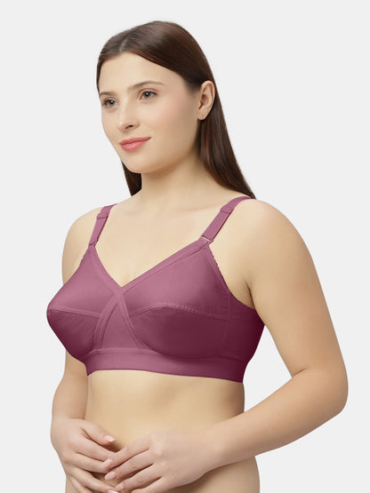 Non-Padded Full-Coverage Cotton Bra with Adjustable Straps and Hook-and-Eye Closure - Kirtika