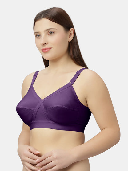 Non-Padded Full-Coverage Cotton Bra with Adjustable Straps and Hook-and-Eye Closure - Kirtika