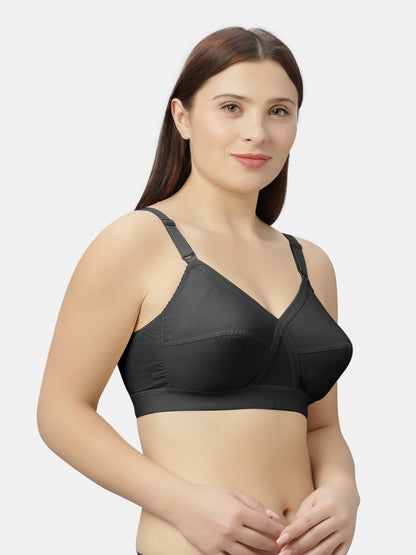 Non-Padded Full-Coverage Cotton Bra with Adjustable Straps and Hook-and-Eye Closure - Kirtika