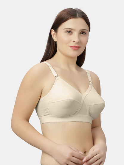 Non-Padded Full-Coverage Cotton Bra with Adjustable Straps and Hook-and-Eye Closure - Kirtika