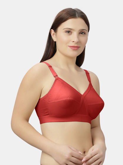 Non-Padded Full-Coverage Cotton Bra with Adjustable Straps and Hook-and-Eye Closure - Kirtika