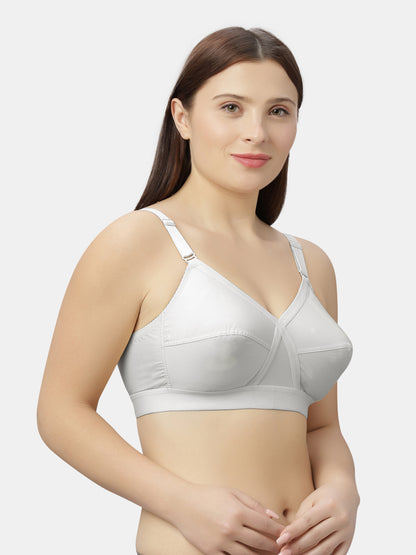 Non-Padded Full-Coverage Cotton Bra with Adjustable Straps and Hook-and-Eye Closure - Kirtika