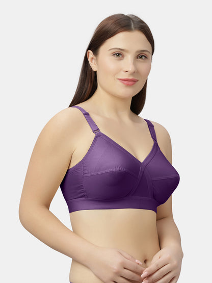 Non-Padded Full-Coverage Cotton Bra with Adjustable Straps and Hook-and-Eye Closure - Kirtika