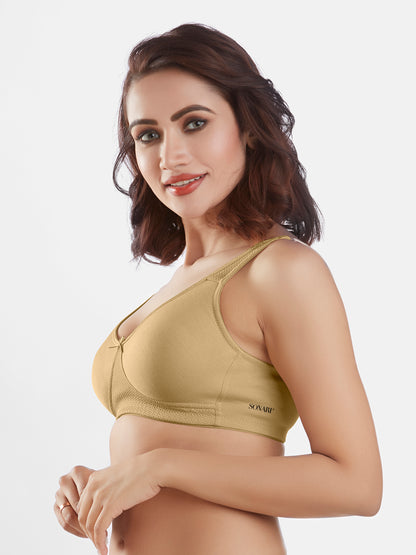 Non Padded Wirefree Cotton Polyester High Coverage Everyday Bra with Adjustable Straps – Lavish
