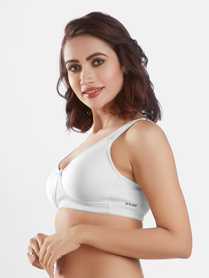 Non Padded Wirefree Cotton Polyester High Coverage Everyday Bra with Adjustable Straps – Lavish