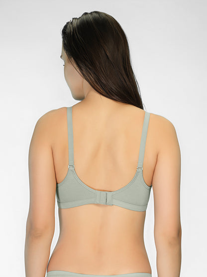 Padded Full Coverage Soft Modal Evryday Bra with Detachable Straps, Hook & Eye Closure - Lee