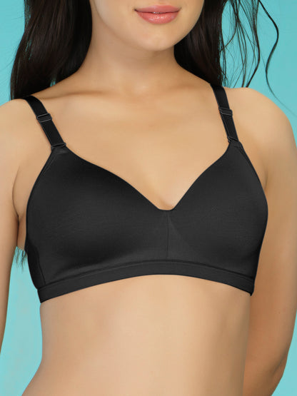 Padded Full Coverage Soft Modal Evryday Bra with Detachable Straps, Hook & Eye Closure - Lee