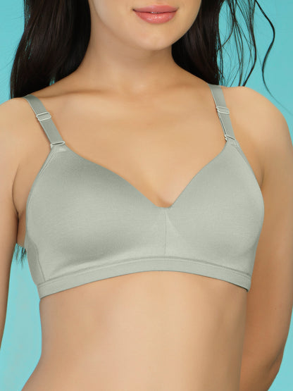 Padded Full Coverage Soft Modal Evryday Bra with Detachable Straps, Hook & Eye Closure - Lee