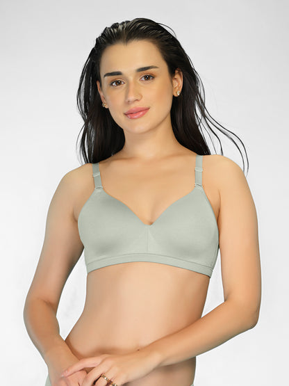 Padded Full Coverage Soft Modal Evryday Bra with Detachable Straps, Hook & Eye Closure - Lee
