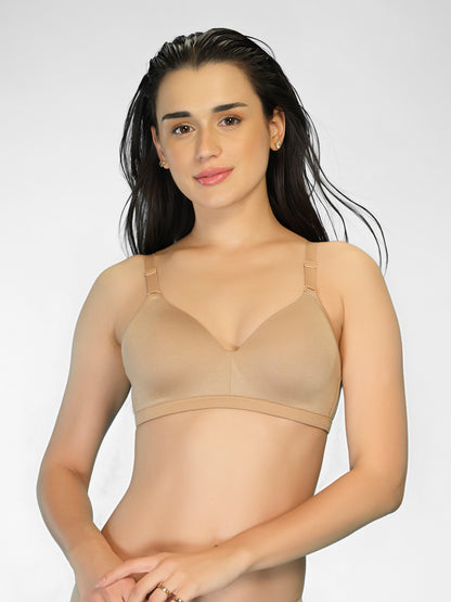Padded Full Coverage Soft Modal Evryday Bra with Detachable Straps, Hook & Eye Closure - Lee