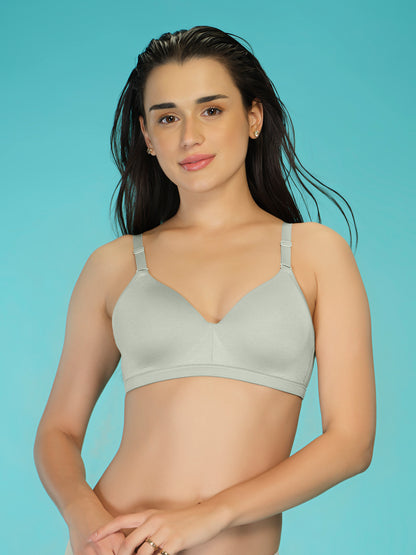 Padded Full Coverage Soft Modal Evryday Bra with Detachable Straps, Hook & Eye Closure - Lee