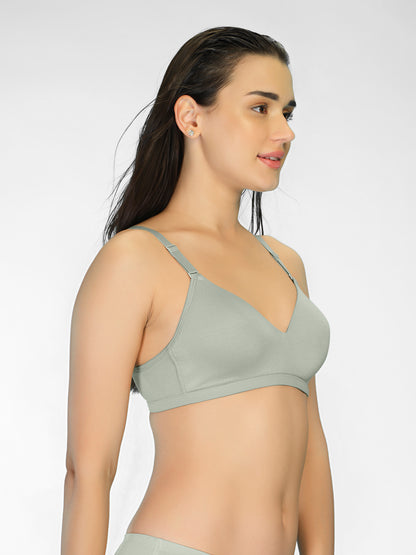 Padded Full Coverage Soft Modal Evryday Bra with Detachable Straps, Hook & Eye Closure - Lee