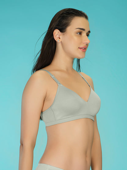 Padded Full Coverage Soft Modal Evryday Bra with Detachable Straps, Hook & Eye Closure - Lee